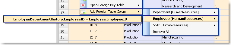 Foreign key column
