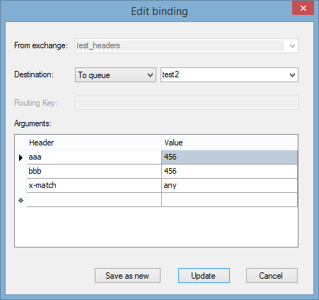 Header exchange bindings