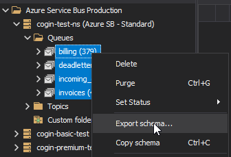 Exporting queue schema
